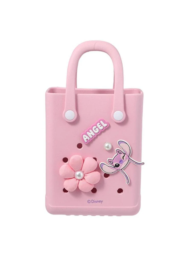 Disney Lilo & Stitch Collection Holes Small Handheld Bag (Angel,Pink)