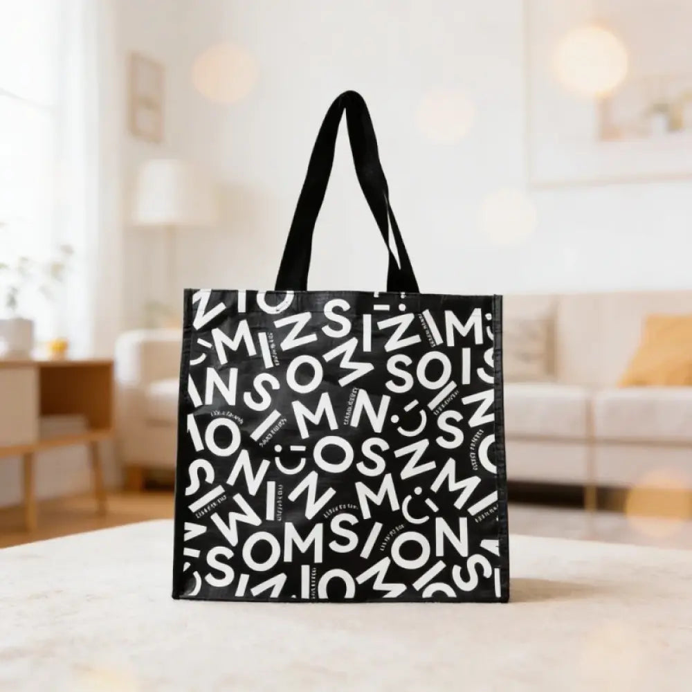 Miniso Series Rectangle Woven Shopping Bag (S)(Black Graffiti) Miniso Series Rectangle Woven Shopping Bag (S)(Black Graffiti)
