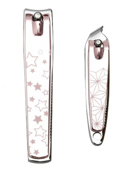 Shiny Pink Series Straight & Angled Nail Clippers (2 pcs)