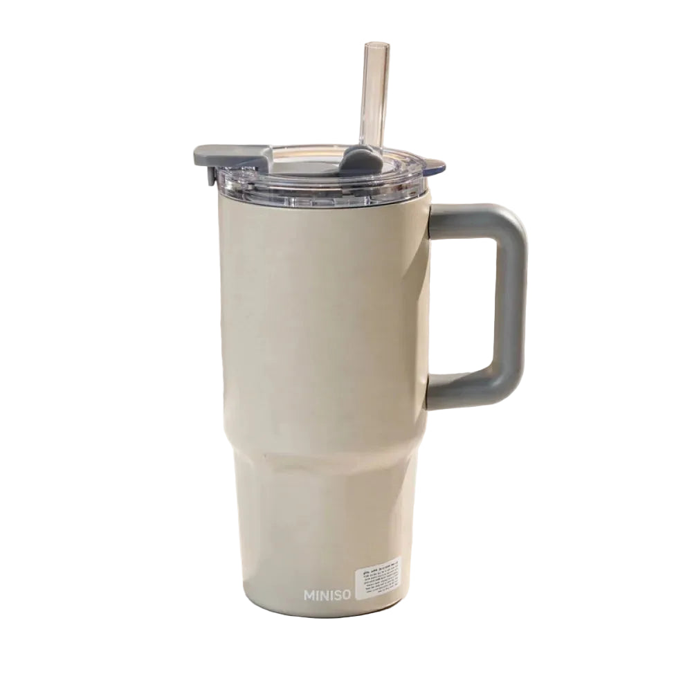 Solid Color Double-Wall Straw Steel Bottle 550mL(Gray)