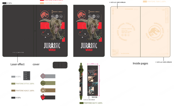 Jurassic World Collection Stationery Set (Hardcover Book*1, Retractable Sign Pen*1, Index Tabs*1)