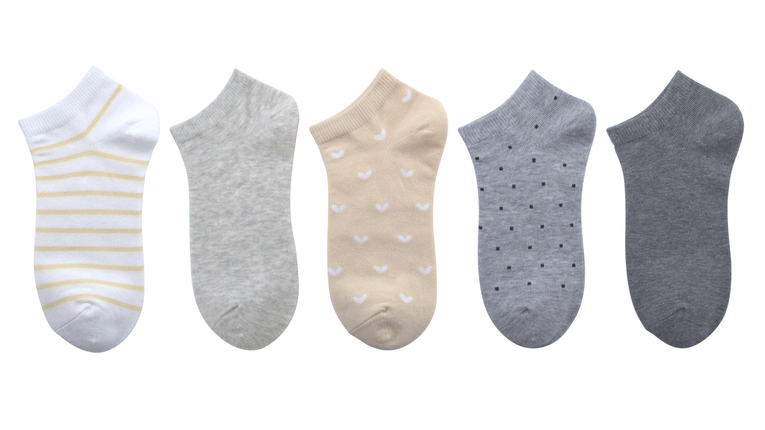Women's Ankle Socks (5 Pairs)(Yellow & Gray) Women's Ankle Socks (5 Pairs)(Yellow & Gray)