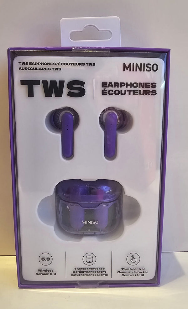 Transparent Case TWS Earphones(Purple)