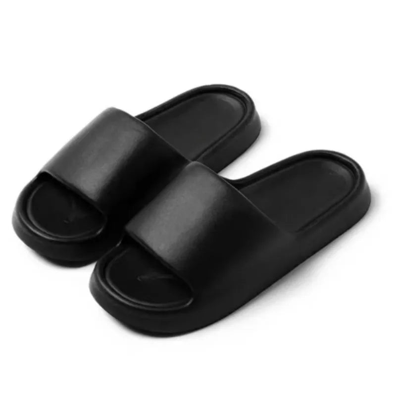 Men's Macaron Color Bread-Shape Bathroom Slippers(Black,42-43)