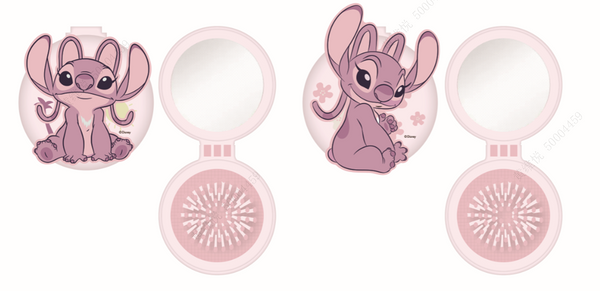 Disney Pink Collection Folding Hair Brush with Mirror (Sitting Posture)