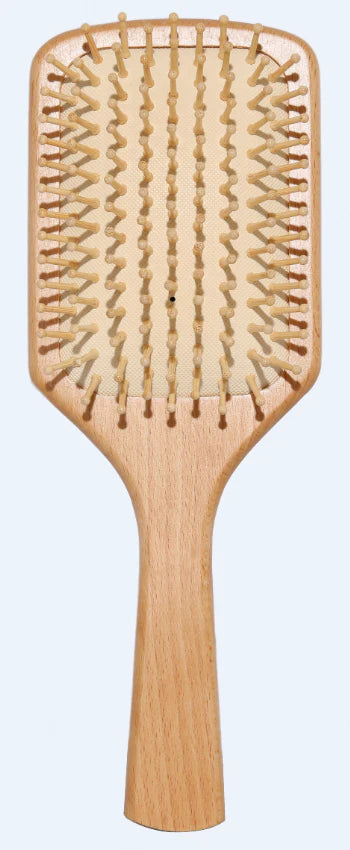 Harmony Series Large Paddle Wood-Bristled Cushion Massager Hairbrush
