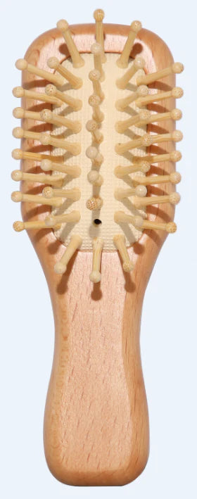 Harmony Series Mini Paddle Wood-Bristled Cushion Hairbrush