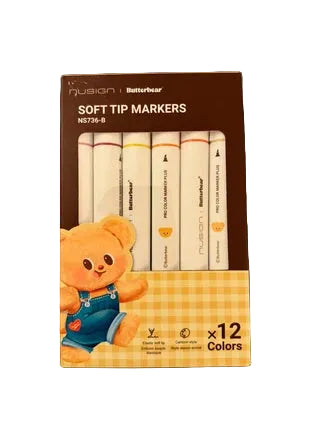 Butterbear Collection 12-Color Soft-Tip Marker