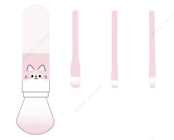 Animal Faces Collection Portable Makeup Brushes (4 pcs)