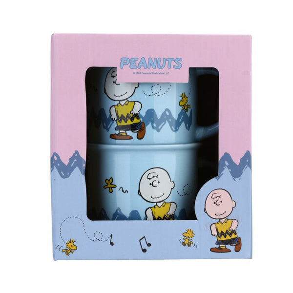 Snoopy Colorful Life Collection Ceramic Cup with Spoon (390mL, 2 pcs)(Blue)