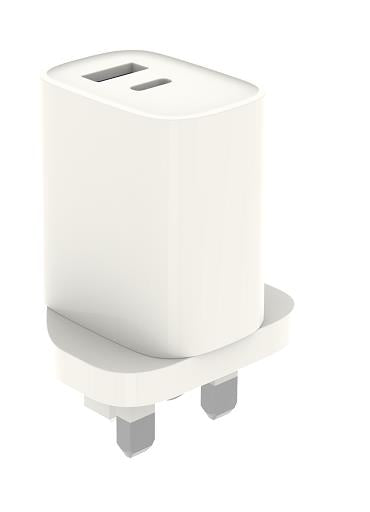 PD 20W USB-A & USB-C Charger (UK Plug)  Model: C35B-020-00UK(Beige)