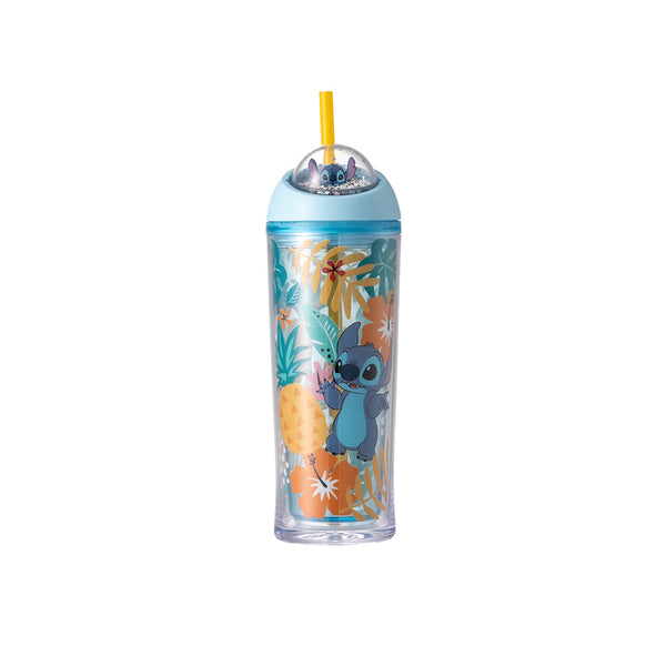 Disney Lilo & Stitch Collection Rotating Ball  Water Bottle with Straw 385mL (Stitch)