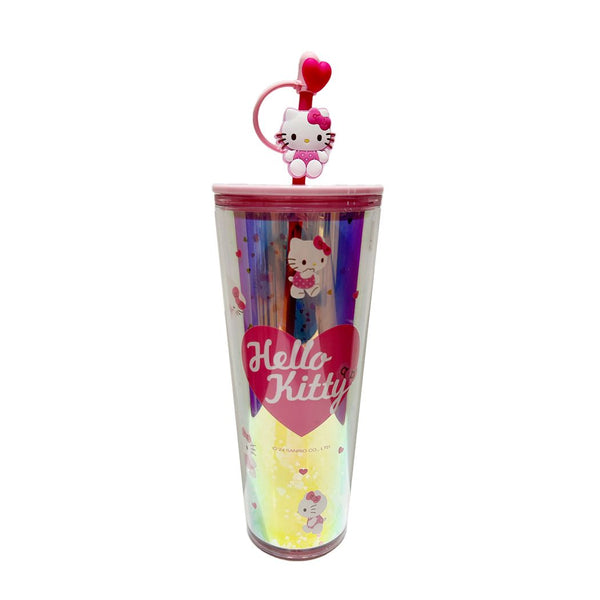 Sanrio characters Pink Collection Double Wall Plastic Bottle with Straw 800mL (Hello Kitty)