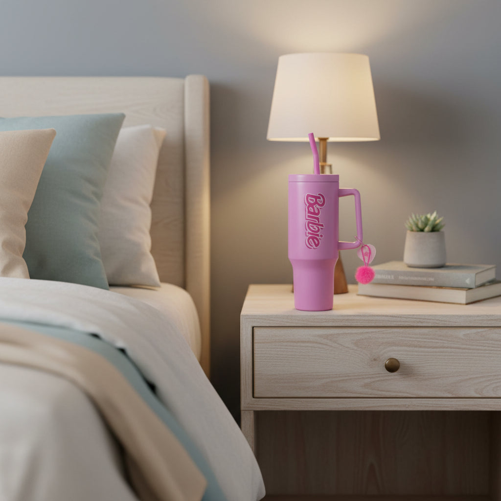 Barbie Pink Collection Double Wall Steel Bottle with Straw 1200mL Barbie Pink Collection Double Wall Steel Bottle with Straw 1200mL