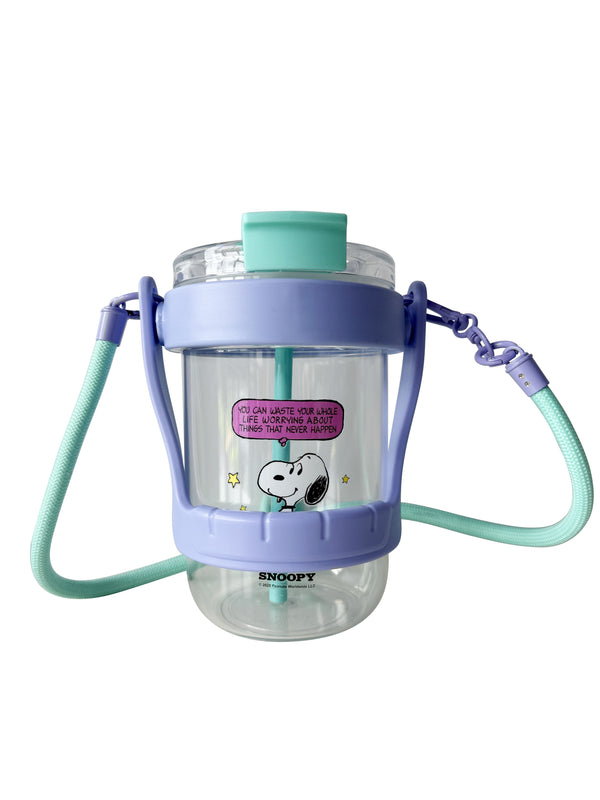 Snoopy Colorful Vintage Collection Dual Spout Plastic Bottle with Strap 1000mL