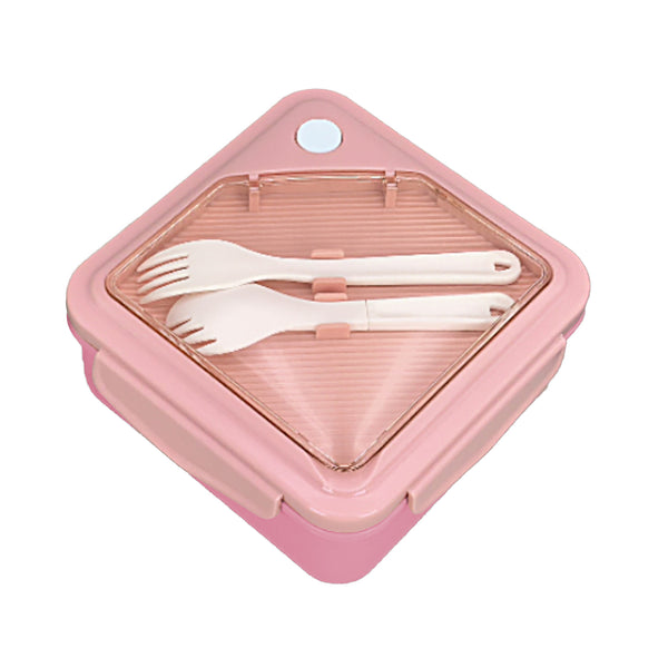 Japanese Style Square 2 Compartment Lunch Box 1100mL(Pink)