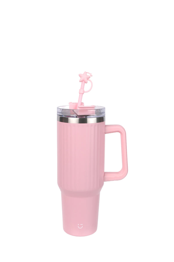 Sakura Pink Series Large Capacity Double Wall Steel Bottle with Straw 1200mL