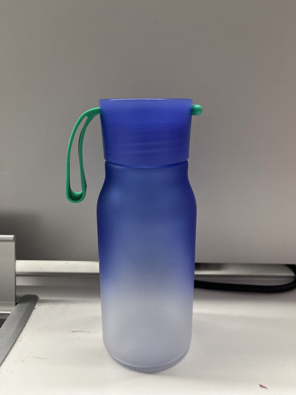 Gradient Color Plastic Bottle with Strap 350mL(Blue)