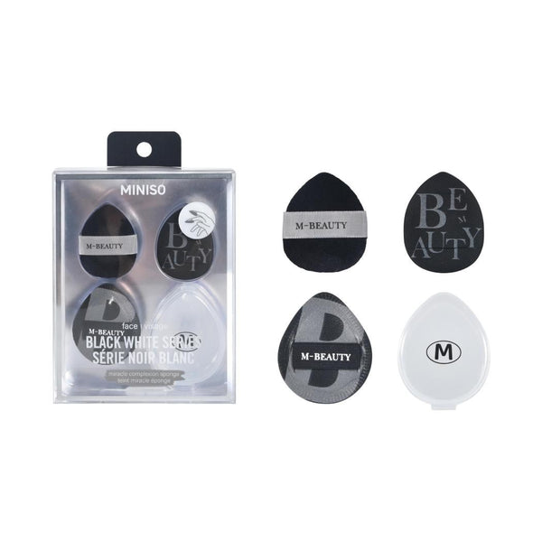 Classic Black White Series Mini Makeup Puffs (3 pcs, with Storage Box)