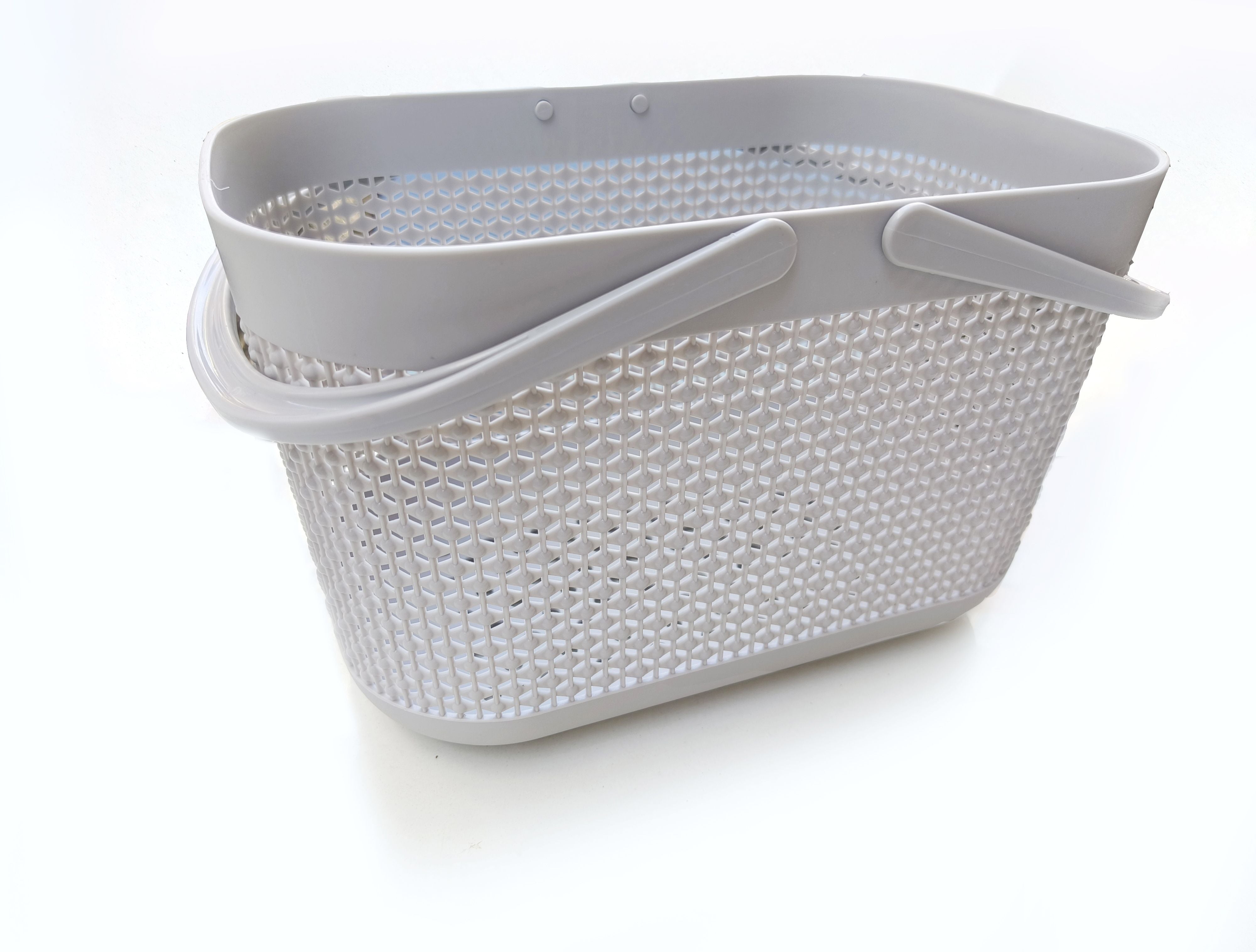 Imitation Rattan Webbing Basket with Handles(Gray)