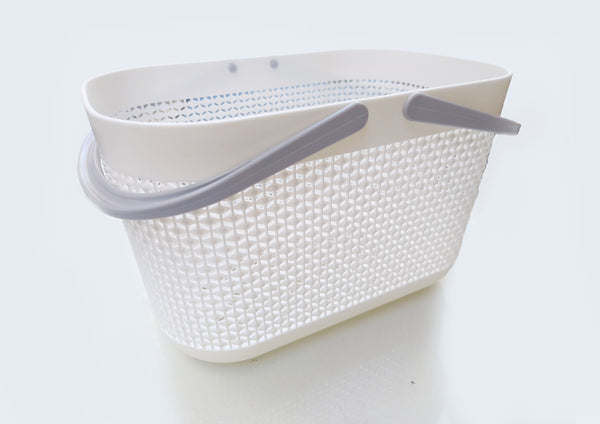 Imitation Rattan Webbing Basket with Handles(Beige)