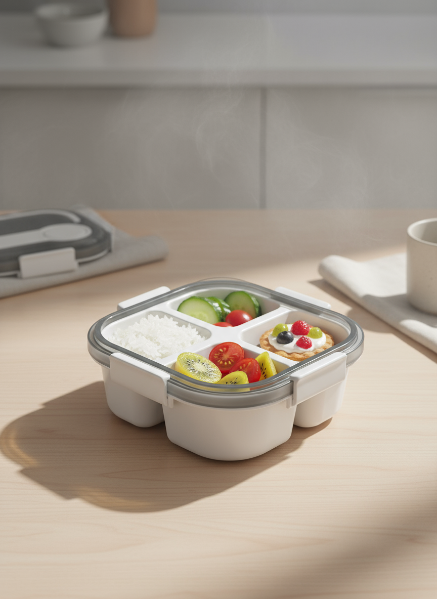 Solid Color Handle Lunch Box 1200mL(Gray) Solid Color Handle Lunch Box 1200mL(Gray)