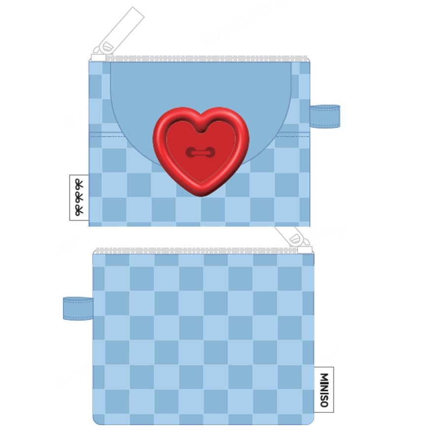 Big Button Series Heart Button Pocket Pencil Case (11*8.5cm)