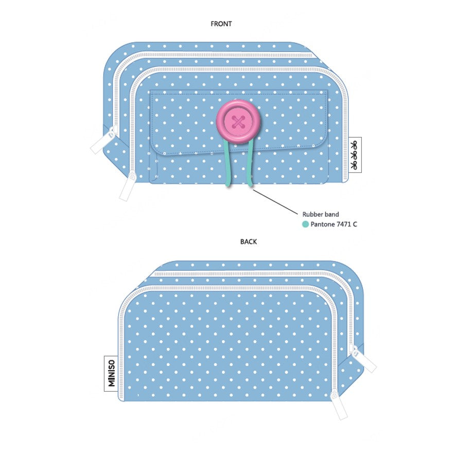 Big Button Series Round Button Big Fabric Pencil Case (21*11*7.5cm)