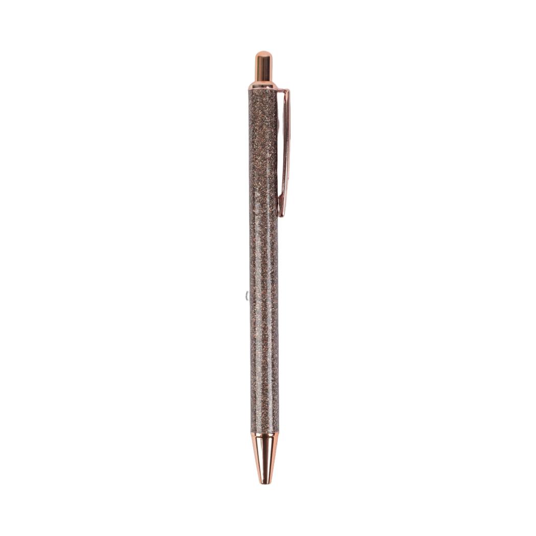 Glitter Series Glittery Metal Ballpoint Pen (0.7mm, Black) (Brown Barrel)