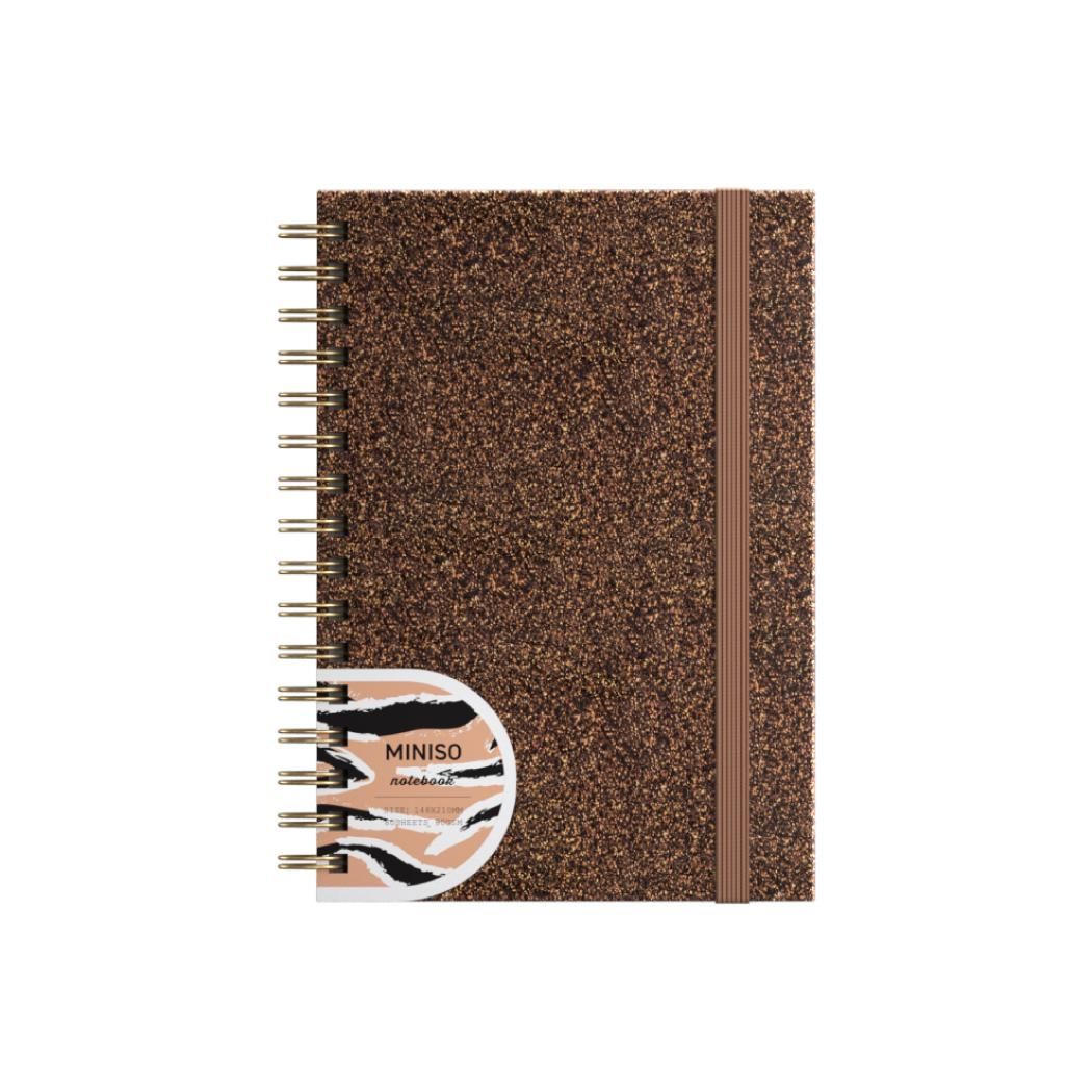 Glitter Series A5 PU Separator Pages Wire-bound Book with Band (Brown) (80 Sheets)