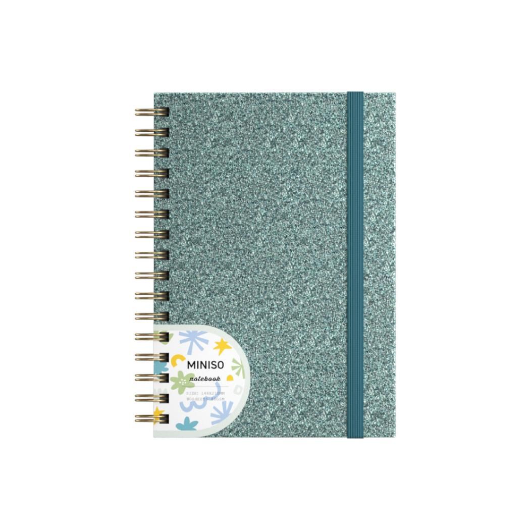 Glitter Series A5 PU Separator Pages Wire-bound Book with Band (Blue) (80 Sheets)