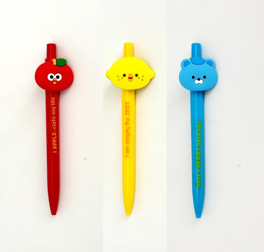 VEGIPET Dopamine Vegetables & Fruits Collection Figure Ballpoint Pen (1.0mm, Black) (3 Assorted Designs)
