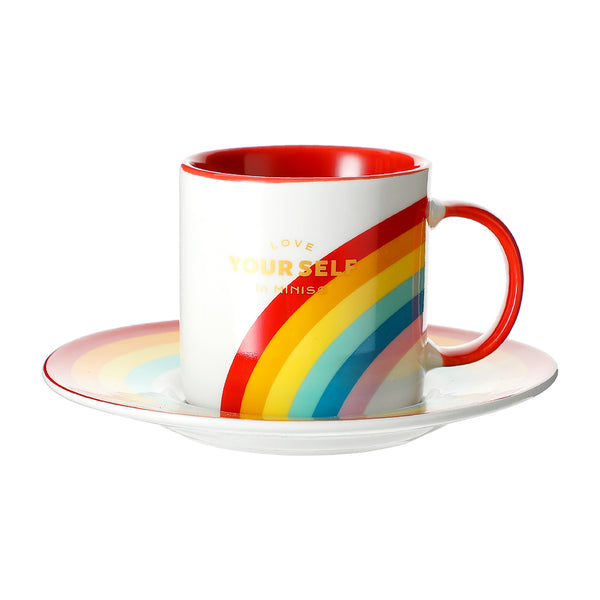 Coloradio Ceramic Mug with Saucer, 115mL