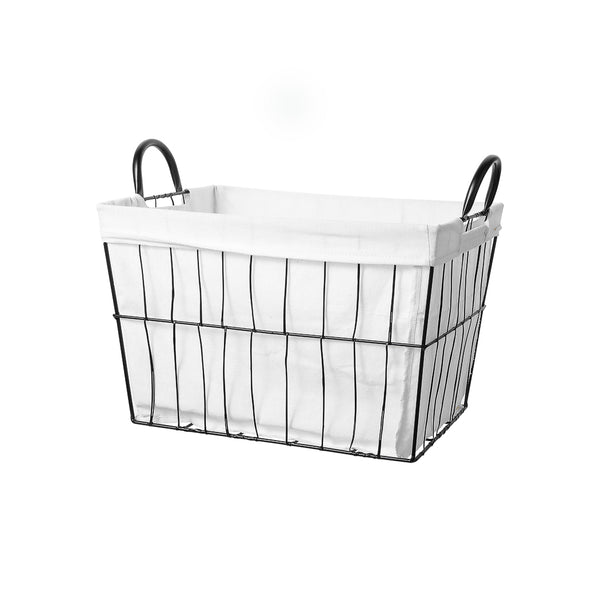 Wire Storage Basket with Removable Liner, XL (Black)