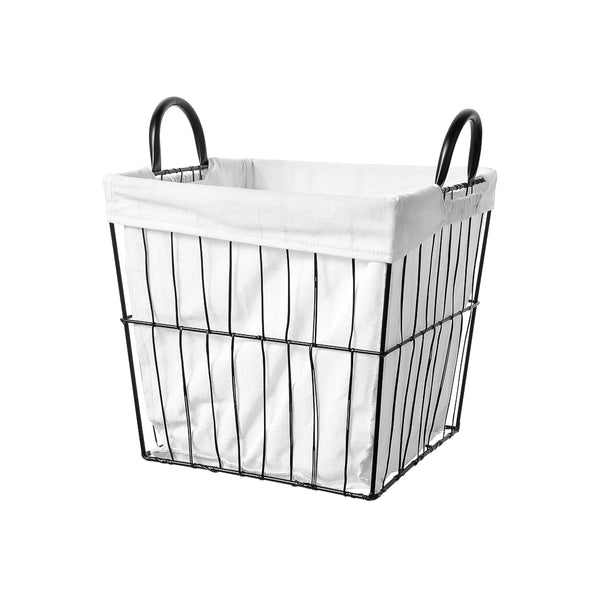 Wire Storage Basket with Removable Liner, L(Black)