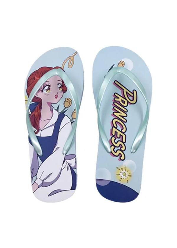 Disney Manga Princess Collection Women's Flip-Flops(Green,37-38)