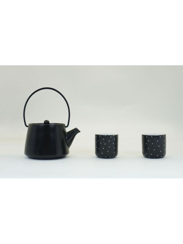 Black & White Collection Tea Set (One Pot & Two Cups)