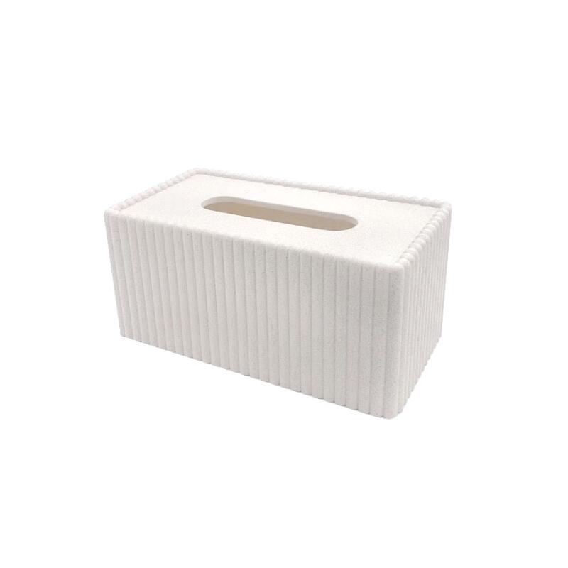 Column Pattern Long Tissue Box (White)