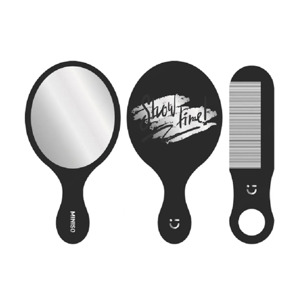 Classic Black White Series Portable Mirror & Hair Comb Set