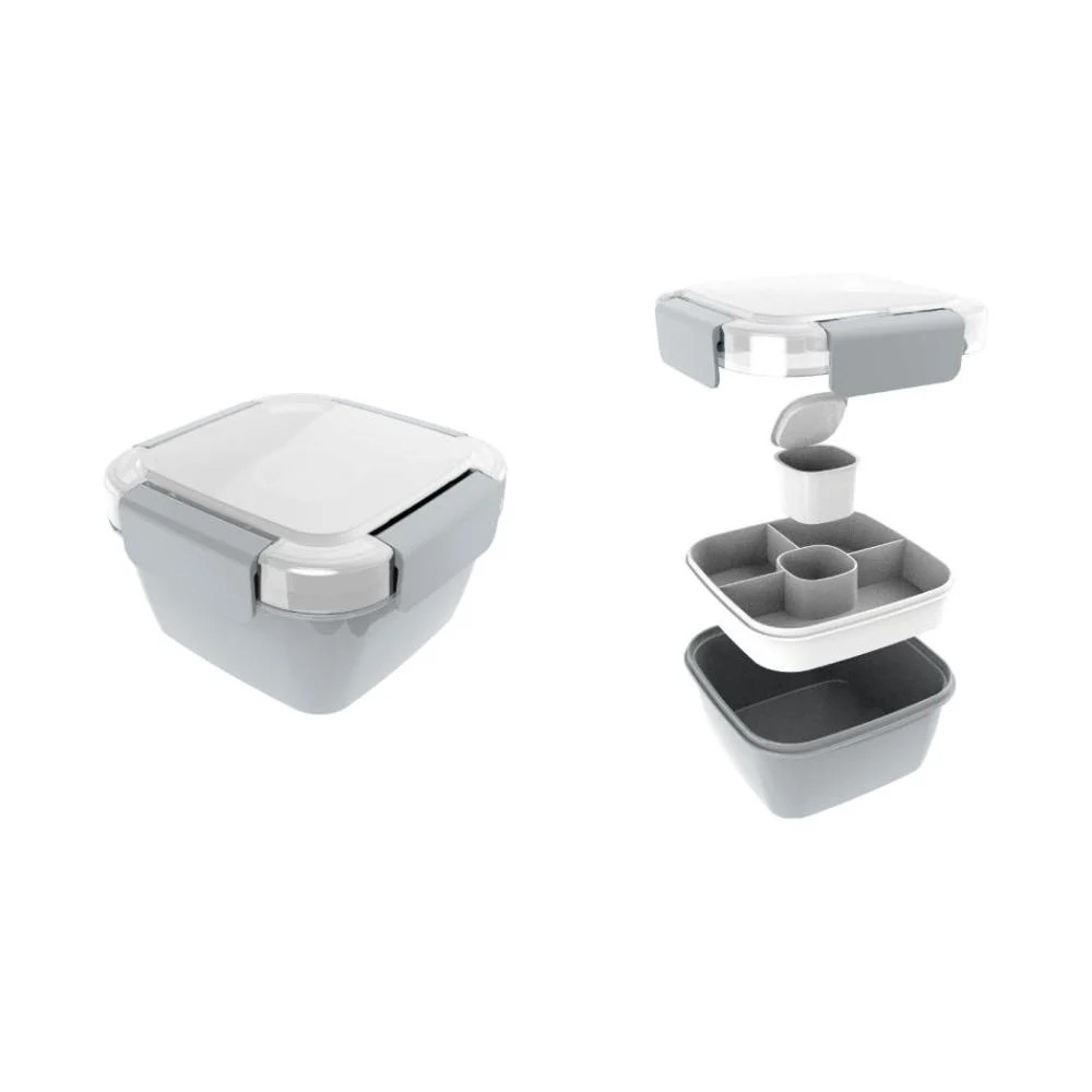 Graceful Series 2 Compartments Salad Container 1.1L(Gray) Graceful Series 2 Compartments Salad Container 1.1L(Gray)