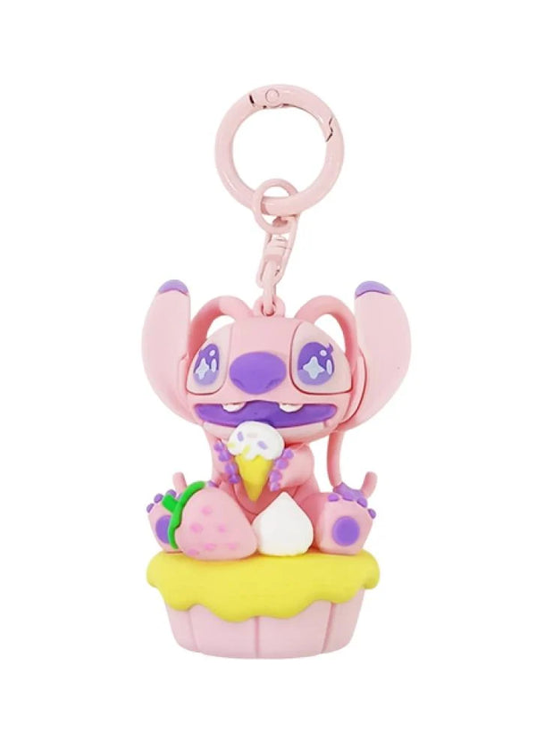 Disney Stitch Dinner Party Collection Strawberry Cupcake Keychain(Angel)