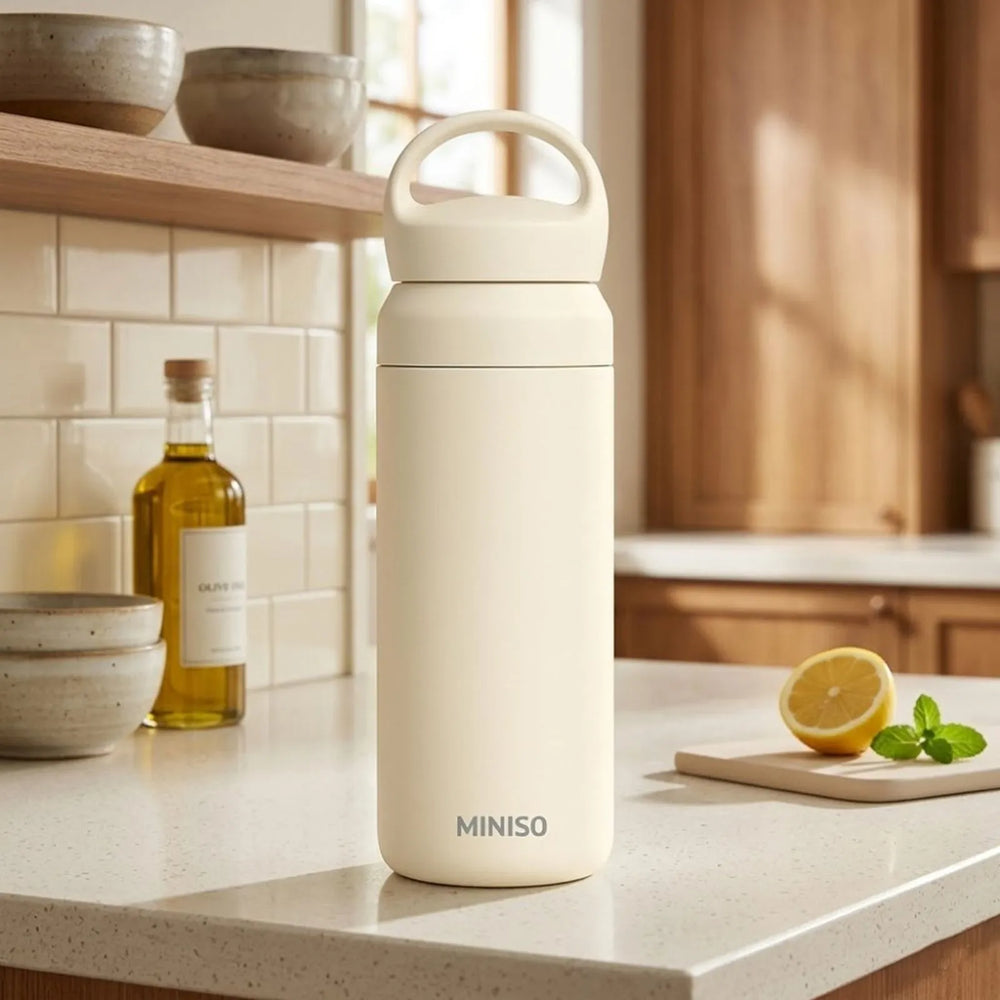 Solid Color Insulated Bottle with Handle 500 mL(Beige) – Miniso Jordan