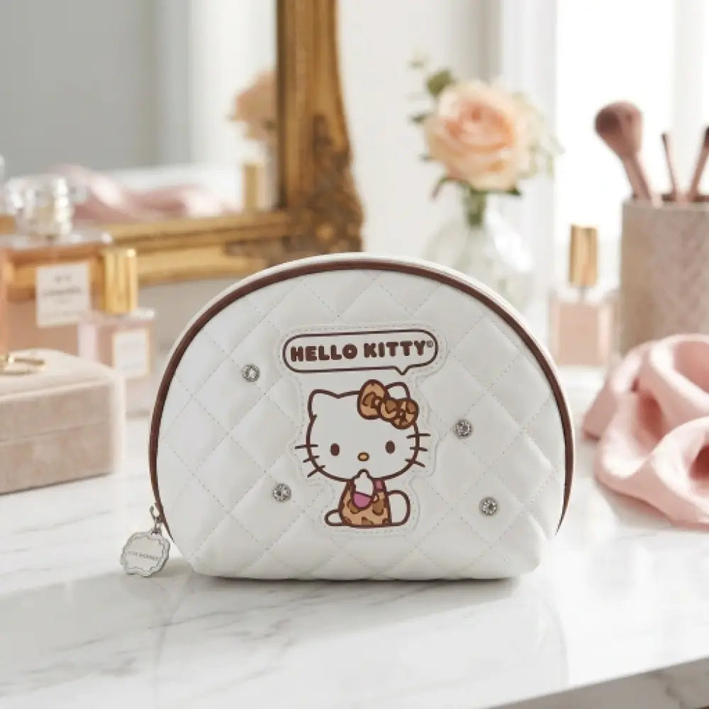 Hello Kitty Leopard Print Shell-Shaped Cosmetic Bag(Brown)