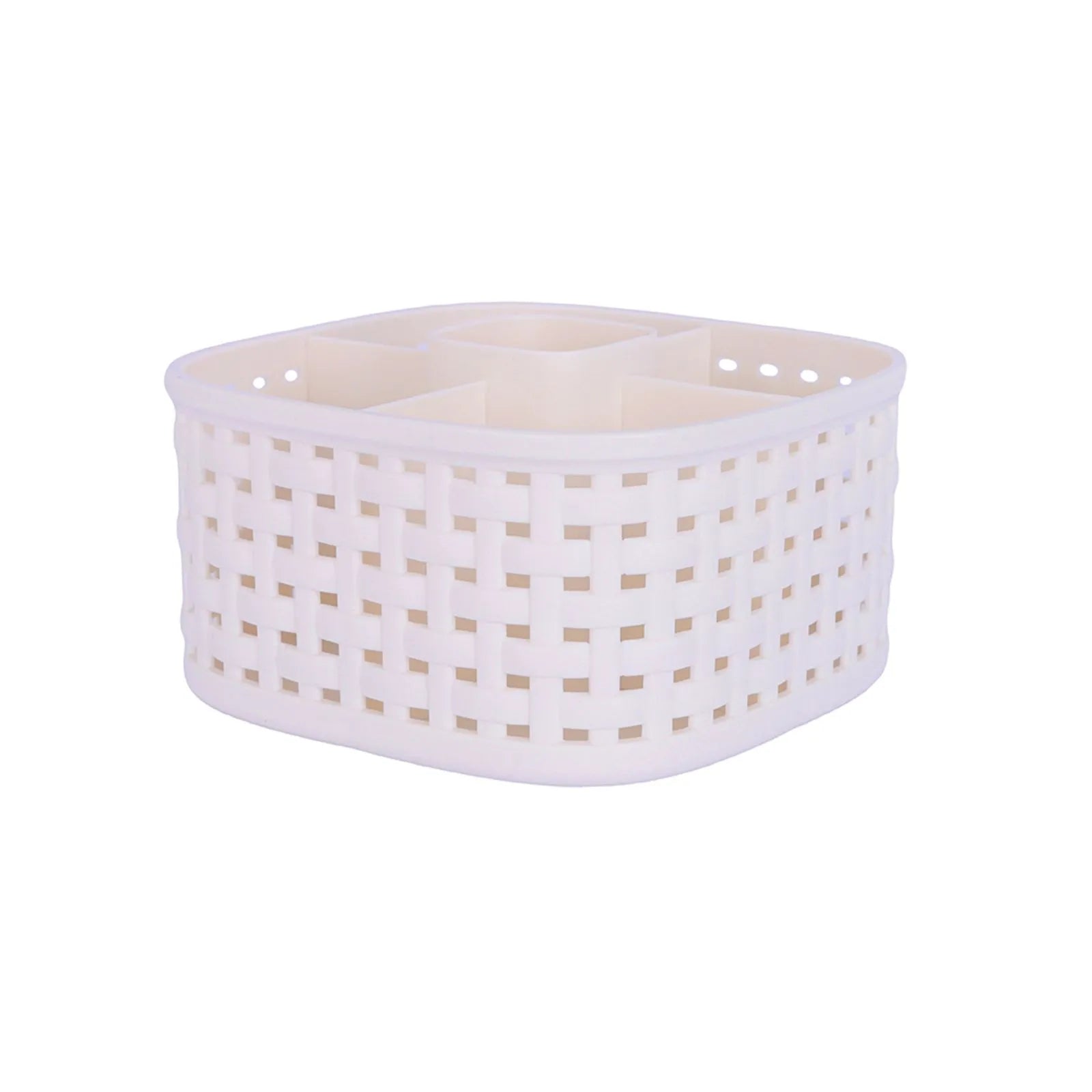 Hollow-Out Imitation Rattan 5 Compartments Storage Basket