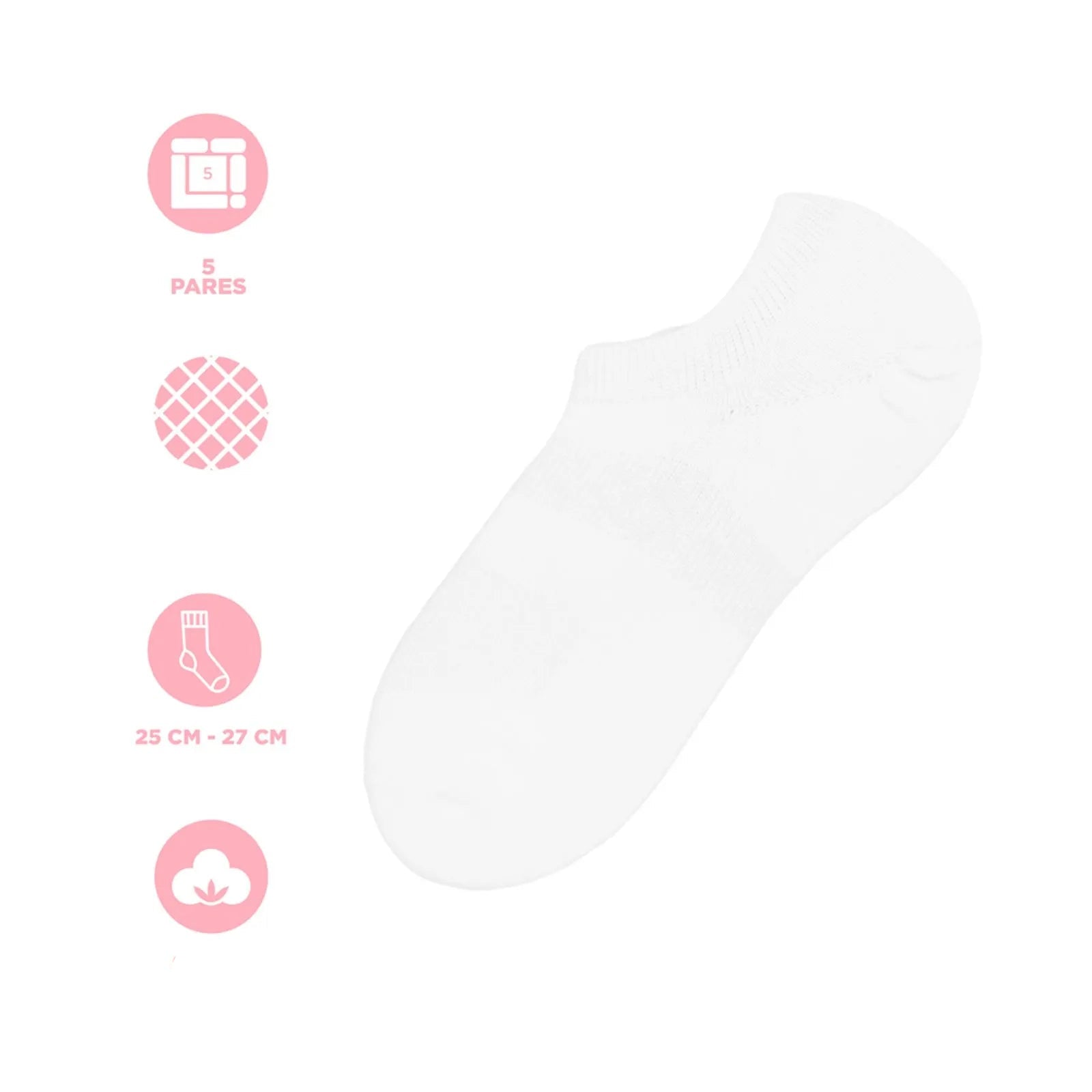 Men's Ankle Socks (5 Pairs)(White)