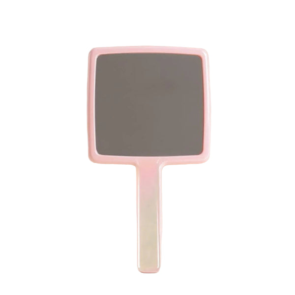 Shiny Pink Series Iridescent Ripples Pattern Square Handheld Mirror