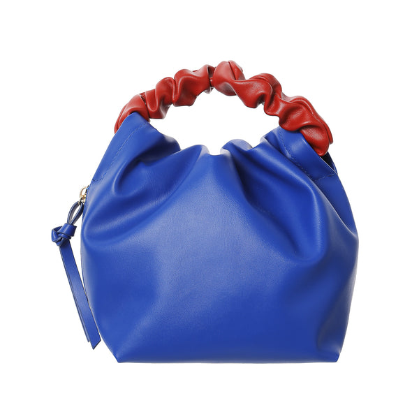 Wrinkled Color Blocking Crossbody Handbag(Royalblue)