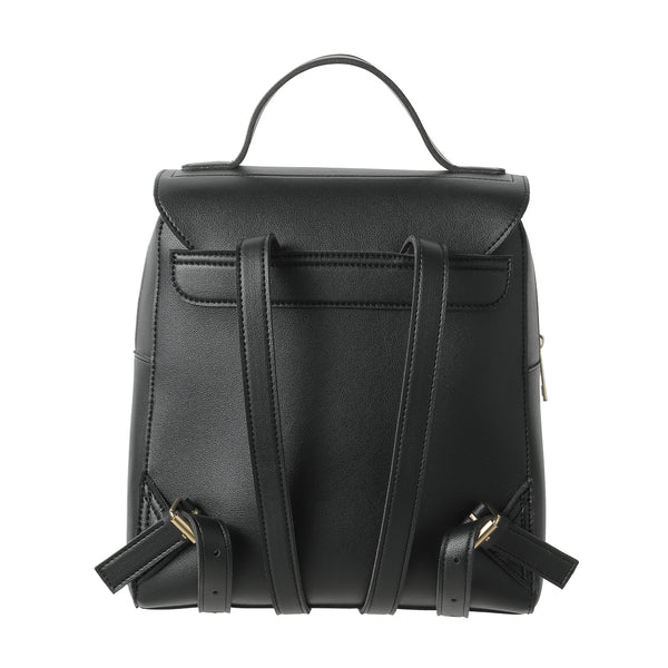 Heart Design Solid Color Flap-Over Backpack(Black)