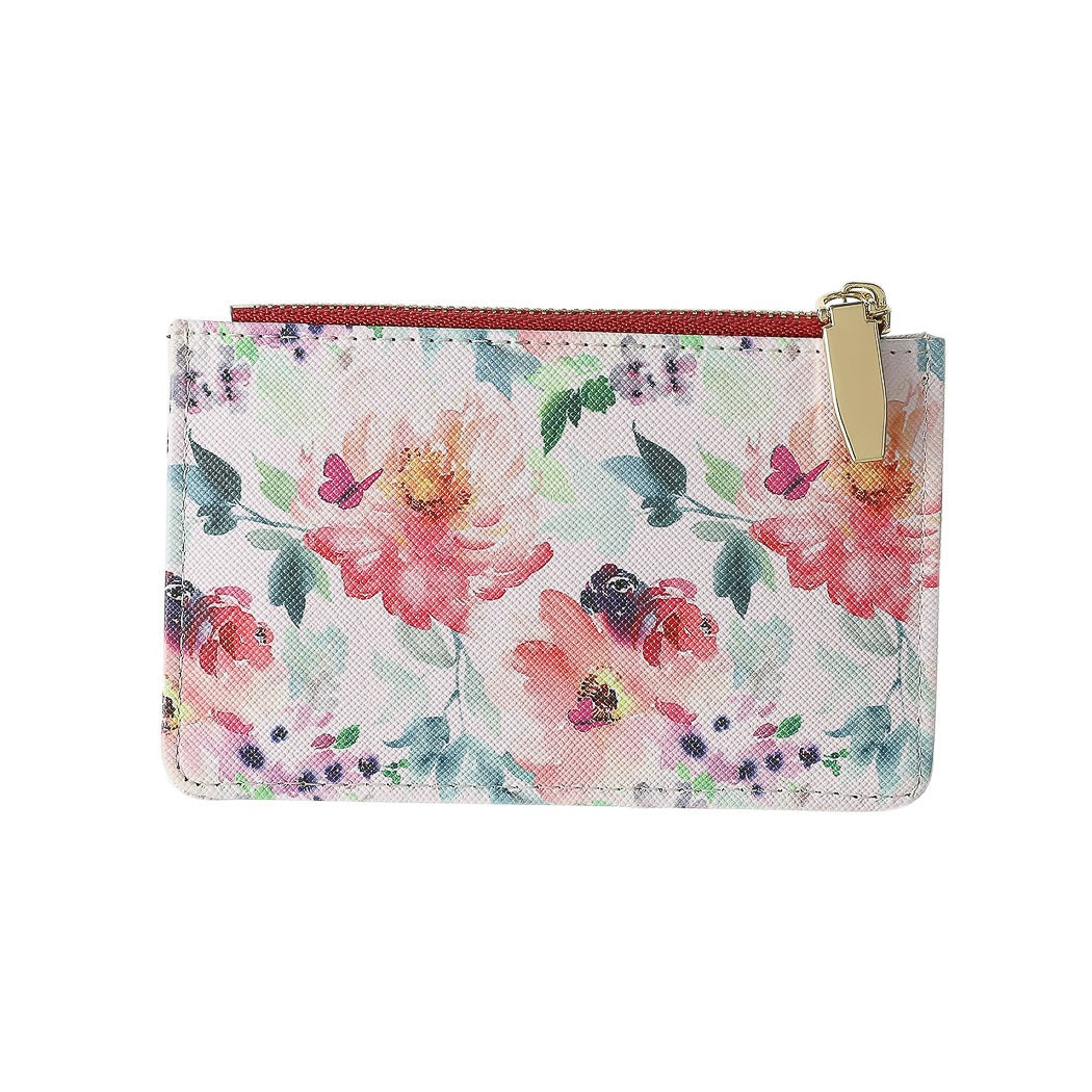 Watercolor Flowers Pattern Pouch for Coins and Cards(Pink) Watercolor Flowers Pattern Pouch for Coins and Cards(Pink)