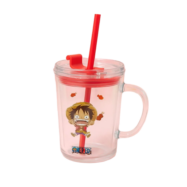 One Piece Collection Glass Bottle with Straw (400mL)(LUFFY)